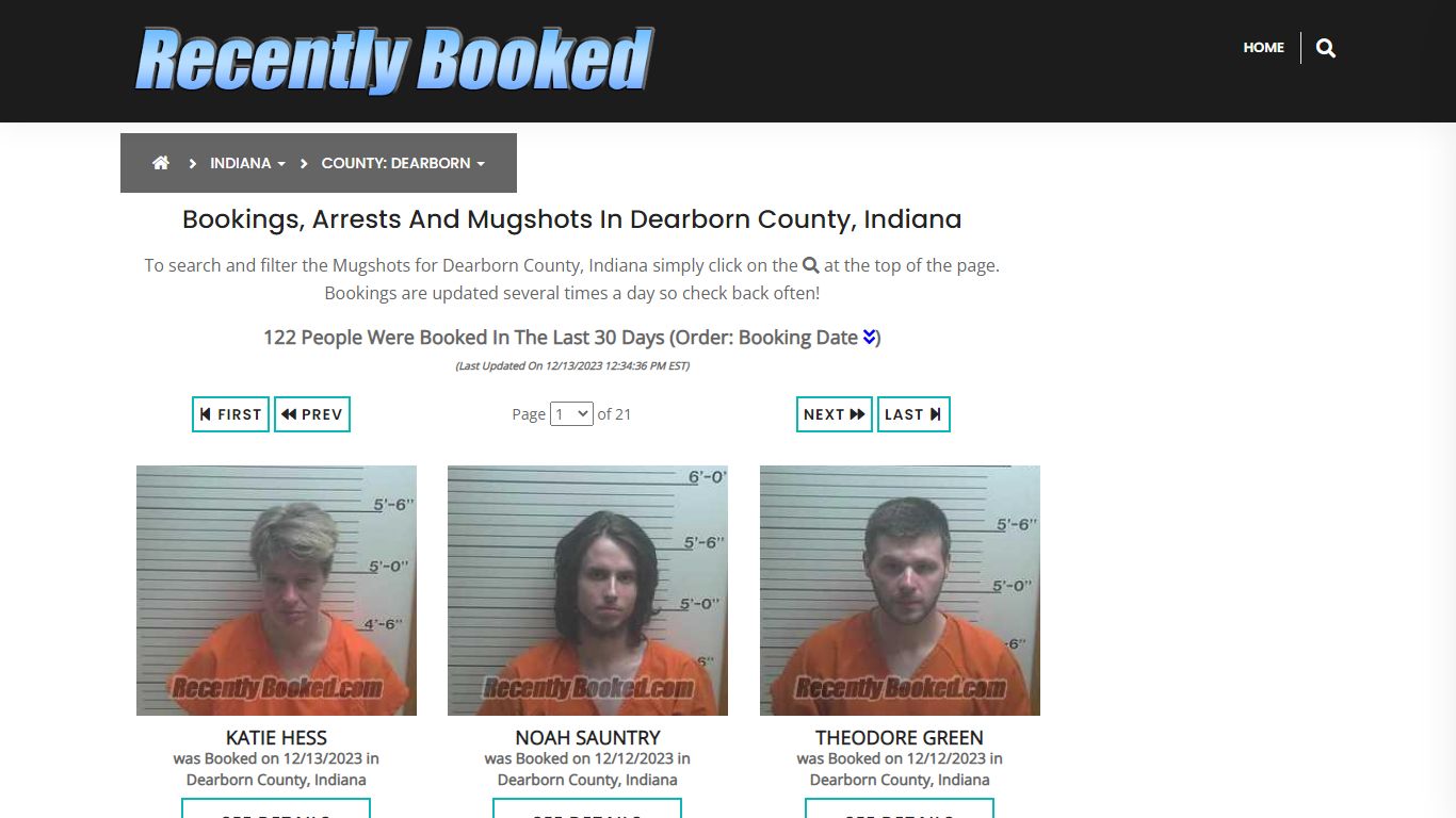 Bookings, Arrests and Mugshots in Dearborn County, Indiana