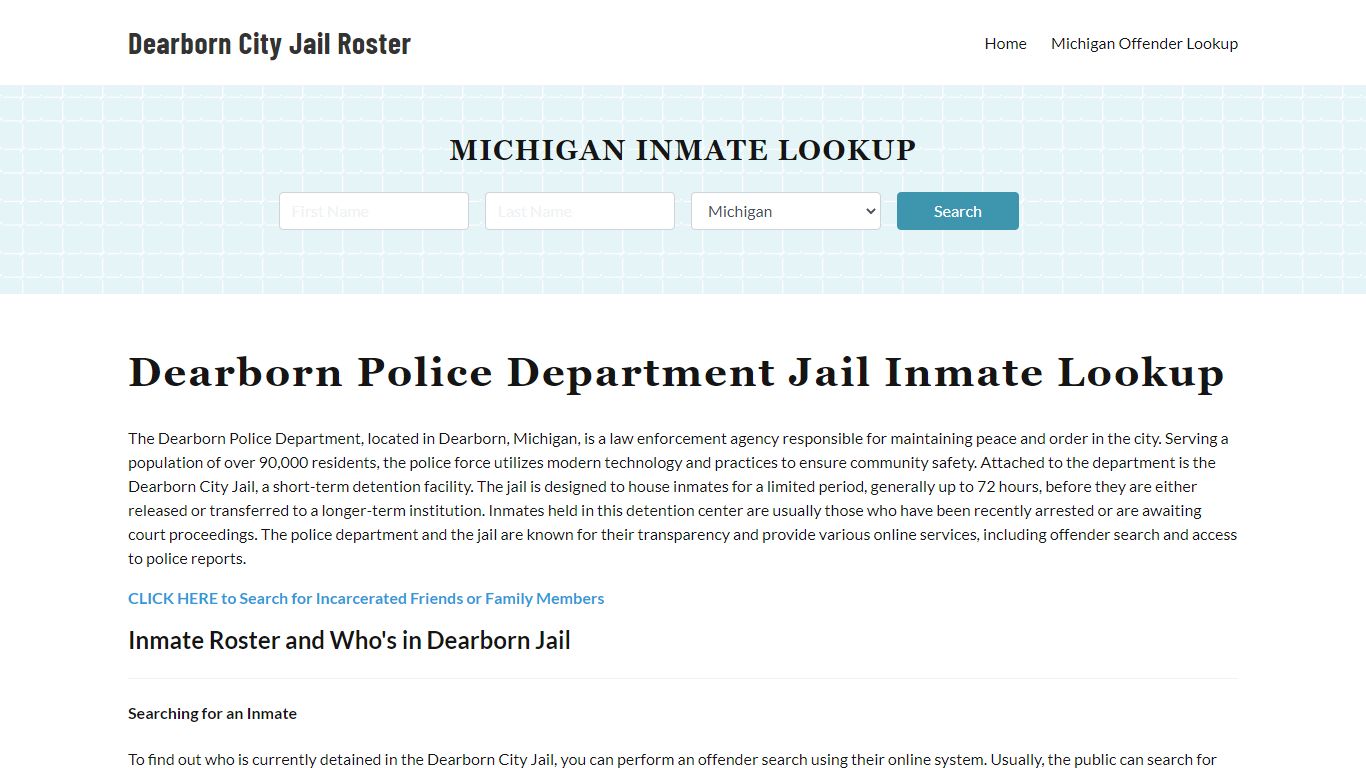 Dearborn Police Department & City Jail, MI Inmate Roster, Arrests, Mugshots