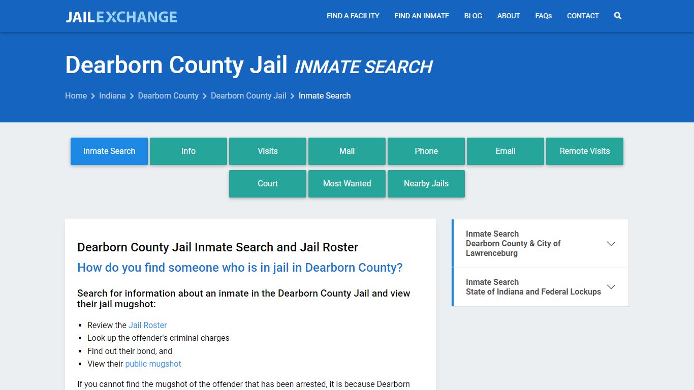Inmate Search: Roster & Mugshots - Dearborn County Jail, IN